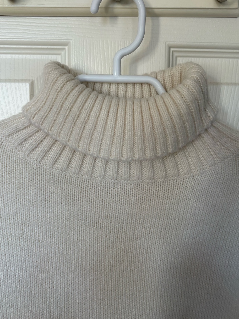 Boho Retro Cottagecore Cream Turtleneck Sweater Dress Bell Sleeve - Picture 4 of 12